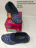 Winter Queen Spl-90 - N Blue Flower Print