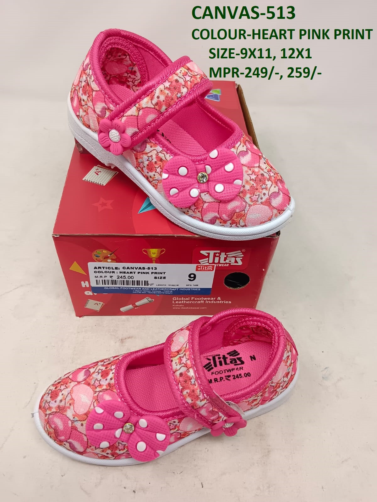 Canvas 513 - Heart Print Pink