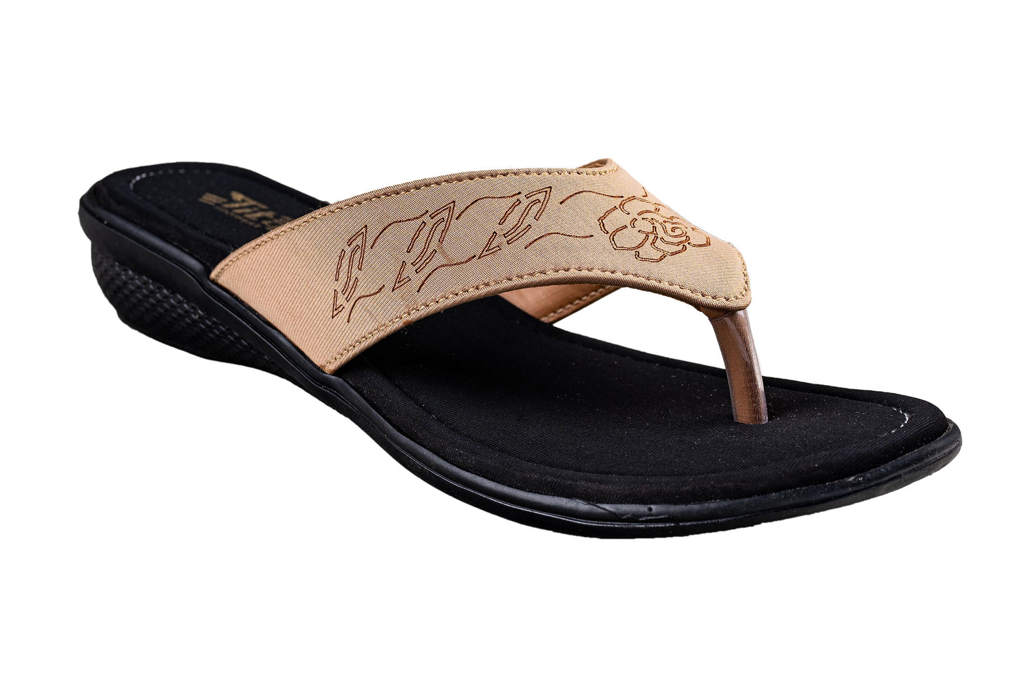 Titas Ladies Beige / Black Chappal