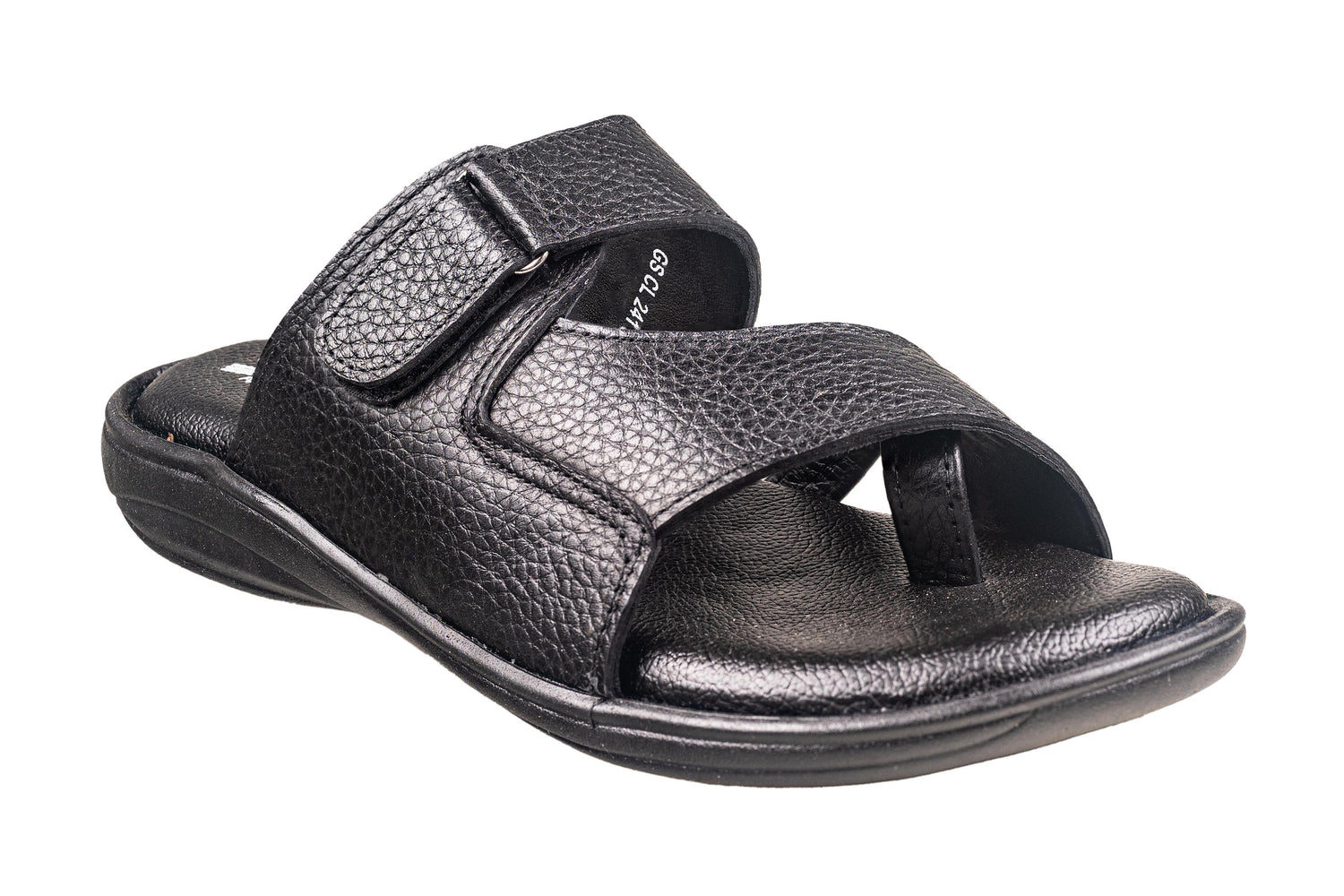 Titas Gents Black Leather Chappal