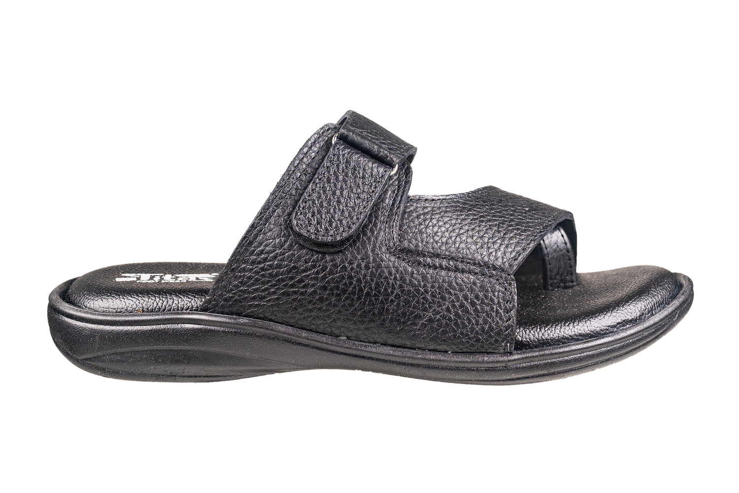 Titas Gents Black Leather Chappal