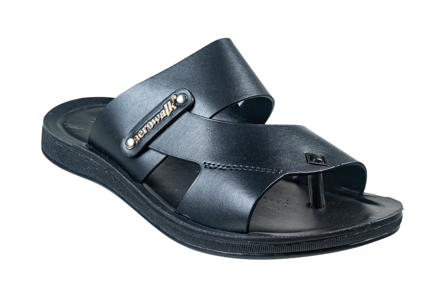 Aerowalk Gents Black Chappal PU (Gs Pu C Vn 68)