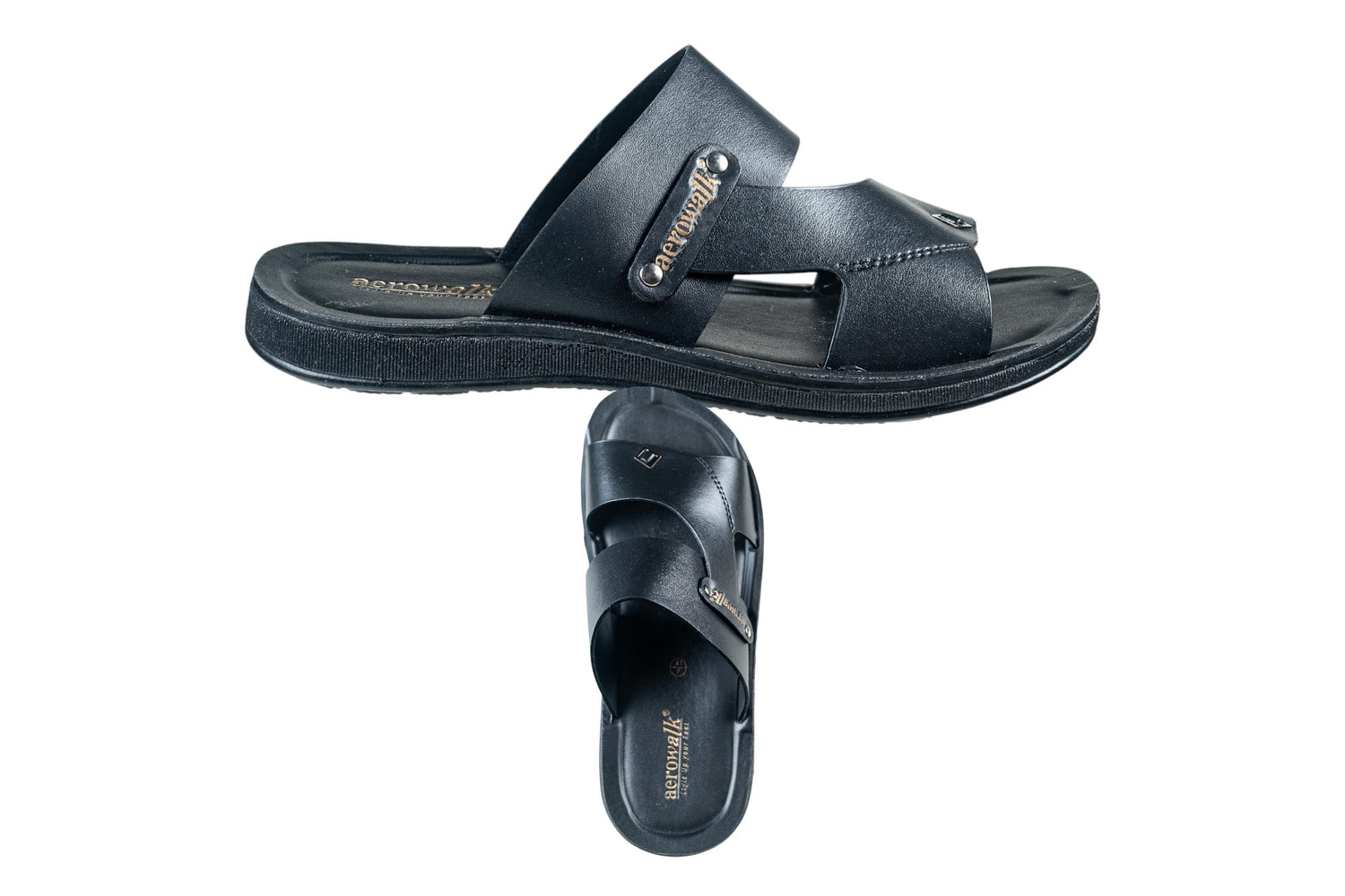 Aerowalk Gents Black Chappal PU (Gs Pu C Vn 68)