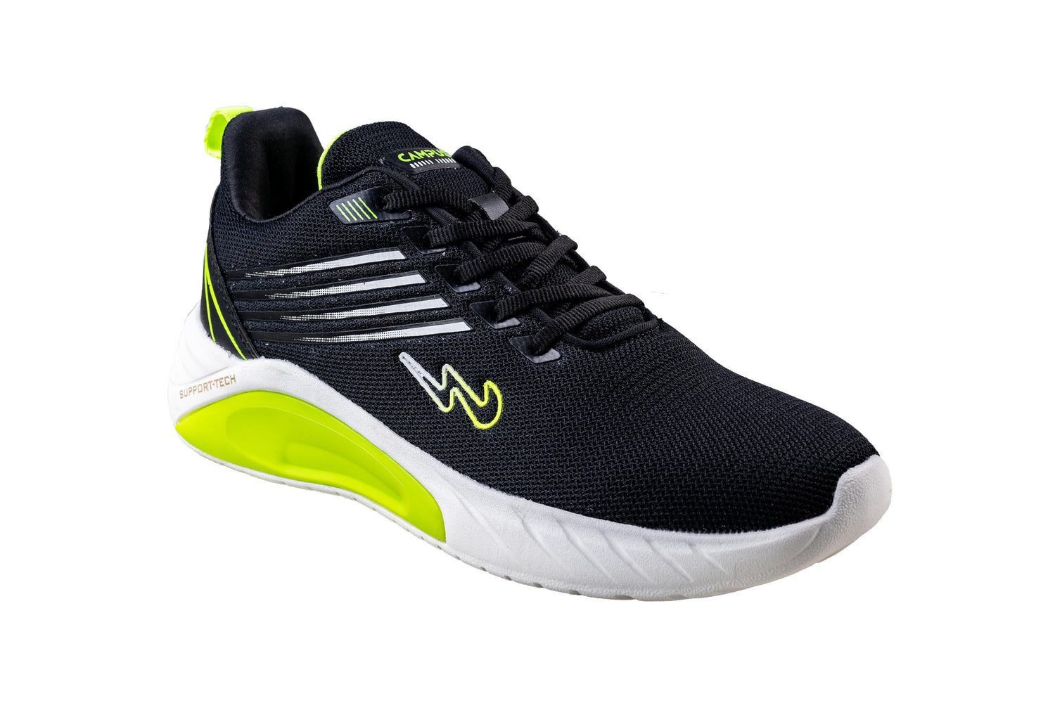Campus Boys Black / F. Green Sports Shoe