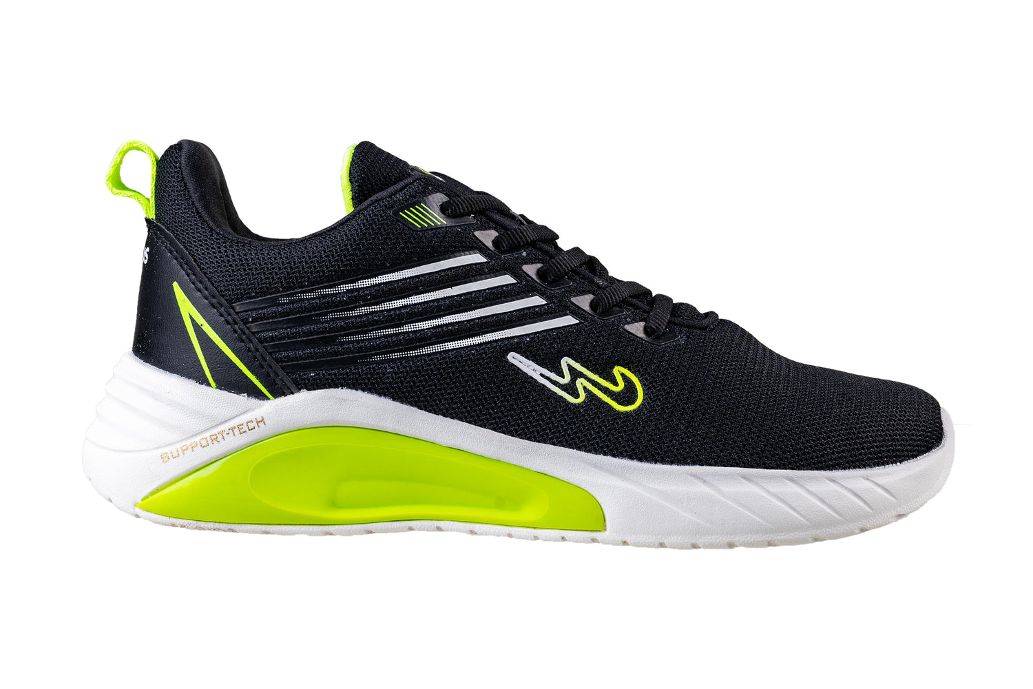 Campus Boys Black / F. Green Sports Shoe